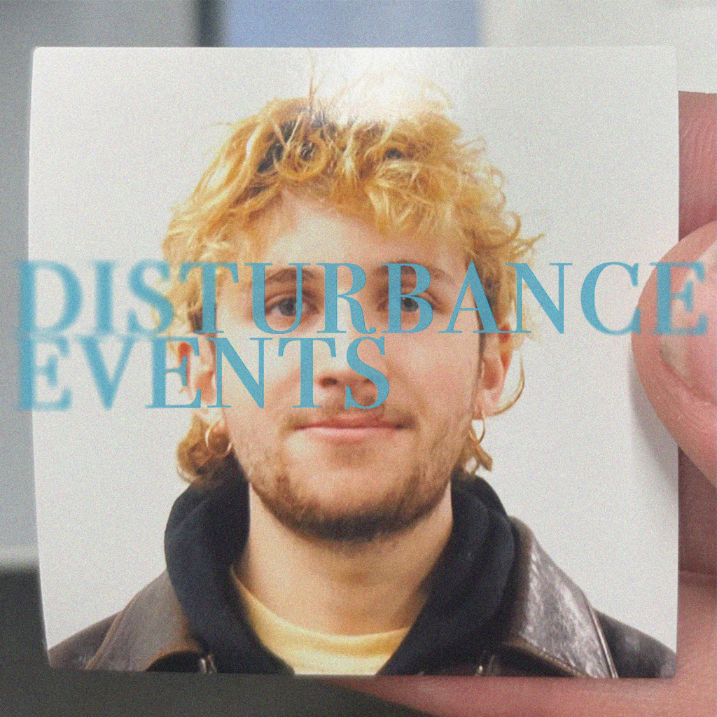 Image of the blog's author, with text in teal reading "Disturbance Events" over it